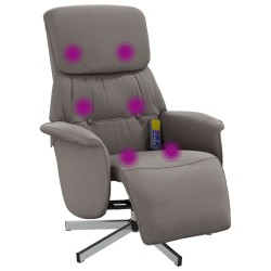 vidaXL Sillón reclinable de masaje con reposapiés tela gris taupe