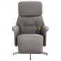 vidaXL Sillón reclinable de masaje con reposapiés tela gris taupe