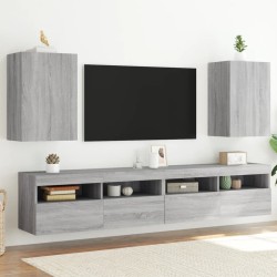 vidaXL Muebles de TV de pared 2 uds madera gris Sonoma 40,5x30x60 cm