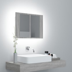 vidaXL Armario con espejo y LED madera contrachapada gris 60x12x45 cm