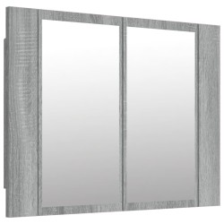 vidaXL Armario con espejo y LED madera contrachapada gris 60x12x45 cm