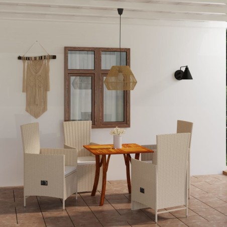 vidaXL Juego de comedor para jardín 5 piezas beige