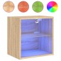 vidaXL Mesitas de noche de pared con luces LED 2 unidades roble Sonoma vidaXL Mesitas de noche de pared con luces LED 2 unidades roble Sonoma