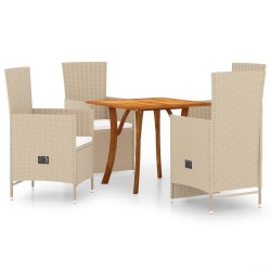 vidaXL Juego de comedor para jardín 5 piezas beige