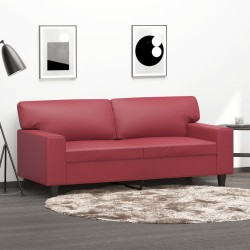vidaXL Sofá de 2 plazas de cuero sintético rojo vino 140 cm