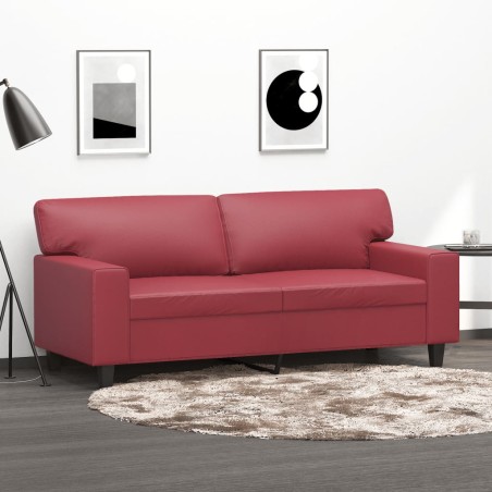 vidaXL Sofá de 2 plazas de cuero sintético rojo vino 140 cm