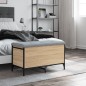 vidaXL Banco con almacenaje madera ingeniería roble Sonoma 82x42x45 cm vidaXL Banco con almacenaje madera ingeniería roble Sonoma 82x42x45 cm