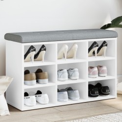 vidaXL Banco zapatero madera de ingeniería blanco 82x32x50 cm