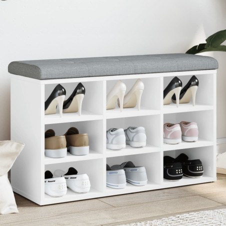 vidaXL Banco zapatero madera de ingeniería blanco 82x32x50 cm