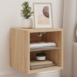 vidaXL Mueble de TV de pared con luces LED roble Sonoma 30x28,5x30 cm