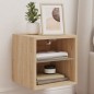 vidaXL Mueble de TV de pared con luces LED roble Sonoma 30x28,5x30 cm