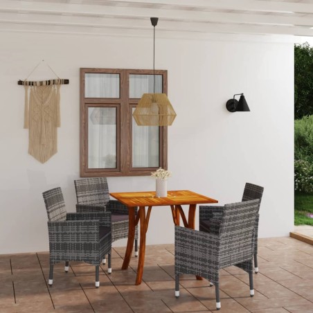 vidaXL Juego de comedor para jardín de 5 piezas gris