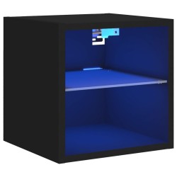 vidaXL Mueble de TV de pared con luces LED negro 30x28,5x30 cm
