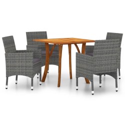 vidaXL Juego de comedor para jardín de 5 piezas gris
