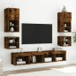 vidaXL Muebles TV de pared luces LED 2 uds roble ahumado 30x28,5x30 cm