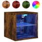 vidaXL Muebles TV de pared luces LED 2 uds roble ahumado 30x28,5x30 cm