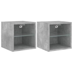 vidaXL Muebles TV de pared luces LED 2 uds gris hormigón 30x28,5x30 cm