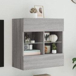 vidaXL Mueble de TV de pared con luces LED gris Sonoma 58,5x30x60,5 cm