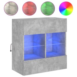 vidaXL Mueble TV de pared con luces LED gris hormigón 58,5x30x60,5 cm