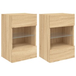 vidaXL Muebles TV de pared luces LED 2 uds roble Sonoma 40x30x60,5 cm