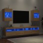 vidaXL Muebles TV de pared luces LED 2 uds roble Sonoma 40x30x60,5 cm vidaXL Muebles TV de pared luces LED 2 uds roble Sonoma 40x30x60,5 cm