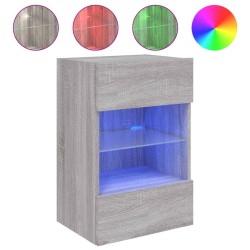 vidaXL Mueble de TV de pared con luces LED gris Sonoma 40x30x60,5 cm