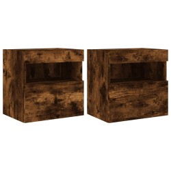 vidaXL Muebles TV de pared luces LED 2 uds roble ahumado 40x30x40 cm