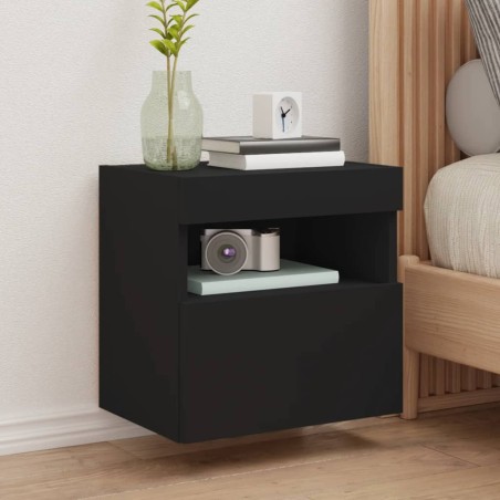 vidaXL Mueble de TV de pared con luces LED negro 40x30x40 cm