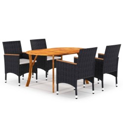 vidaXL Juego de comedor para jardín de 5 piezas negro
