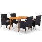 vidaXL Juego de comedor para jardín de 5 piezas negro vidaXL Juego de comedor para jardín de 5 piezas negro