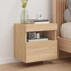 vidaXL Mueble de TV de pared con luces LED roble Sonoma 40x30x40 cm