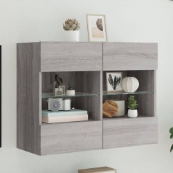vidaXL Mueble de TV de pared con luces LED gris Sonoma 78,5x30x60,5 cm