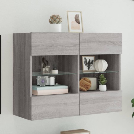 vidaXL Mueble de TV de pared con luces LED gris Sonoma 78,5x30x60,5 cm
