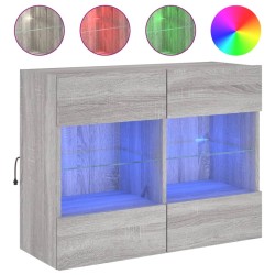 vidaXL Mueble de TV de pared con luces LED gris Sonoma 78,5x30x60,5 cm