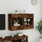 vidaXL Mueble TV de pared con luces LED roble ahumado 98,5x30x60,5 cm vidaXL Mueble TV de pared con luces LED roble ahumado 98,5x30x60,5 cm