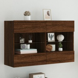 vidaXL Mueble TV de pared con luces LED roble marrón 98,5x30x60,5 cm