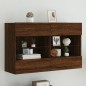 vidaXL Mueble TV de pared con luces LED roble marrón 98,5x30x60,5 cm