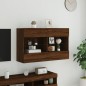vidaXL Mueble TV de pared con luces LED roble marrón 98,5x30x60,5 cm