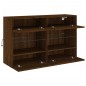 vidaXL Mueble TV de pared con luces LED roble marrón 98,5x30x60,5 cm