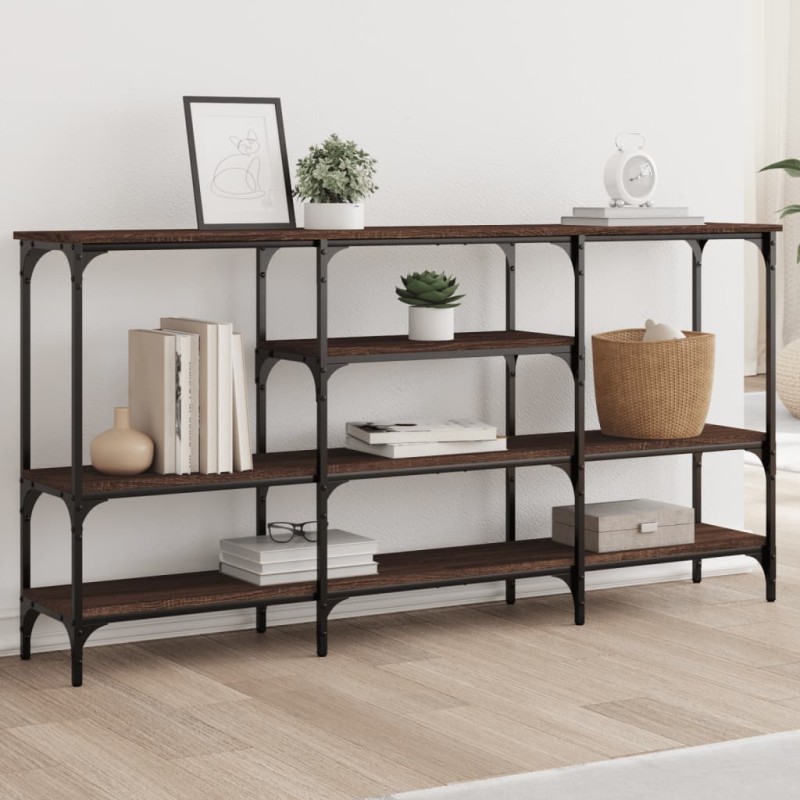 vidaXL Mesa consola madera de ingeniería marrón roble 160x29x80 cm