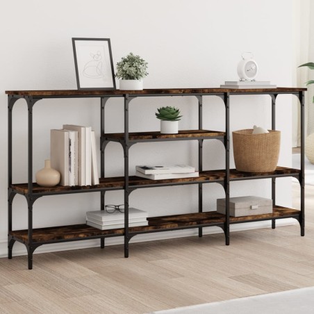 vidaXL Mesa consola madera de ingeniería roble ahumado 160x29x80 cm