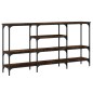 vidaXL Mesa consola madera de ingeniería roble ahumado 160x29x80 cm vidaXL Mesa consola madera de ingeniería roble ahumado 160x29x80 cm