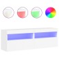 vidaXL Muebles de TV de pared con luces LED 2 uds blanco 60x30x40 cm vidaXL Muebles de TV de pared con luces LED 2 uds blanco 60x30x40 cm
