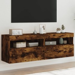 vidaXL Muebles TV de pared luces LED 2 uds roble ahumado 60x30x40 cm