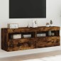 vidaXL Muebles TV de pared luces LED 2 uds roble ahumado 60x30x40 cm vidaXL Muebles TV de pared luces LED 2 uds roble ahumado 60x30x40 cm