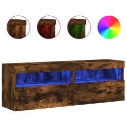 vidaXL Muebles TV de pared luces LED 2 uds roble ahumado 60x30x40 cm