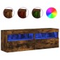 vidaXL Muebles TV de pared luces LED 2 uds roble ahumado 60x30x40 cm vidaXL Muebles TV de pared luces LED 2 uds roble ahumado 60x30x40 cm