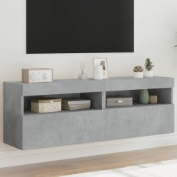 vidaXL Muebles TV de pared luces LED 2 uds gris hormigón 60x30x40 cm