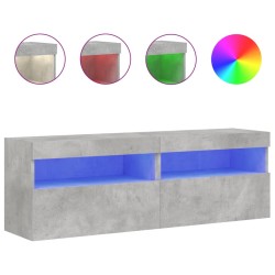 vidaXL Muebles TV de pared luces LED 2 uds gris hormigón 60x30x40 cm
