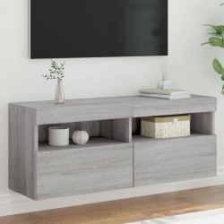 vidaXL Mueble de TV de pared con luces LED gris Sonoma 100x30x40 cm